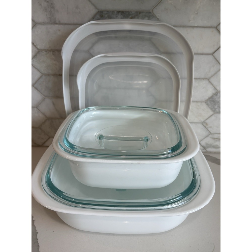Corning Ware Simply Lite 6 Piece Set White 1.5 qt. & 2.5 qt w/ Lids 680C 648C